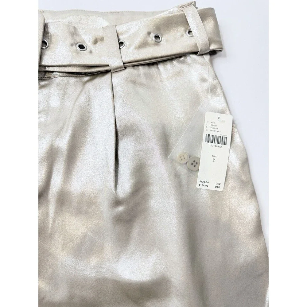 NWT Anthropologie Liquid Shine Bermuda Shorts Womens 6 Metallic Gold High Rise - Picture 5 of 11